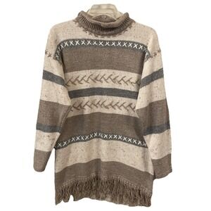 Cristina Women's Size‎ Small Striped Fringed Pullover Vintage Sweater Bohemian